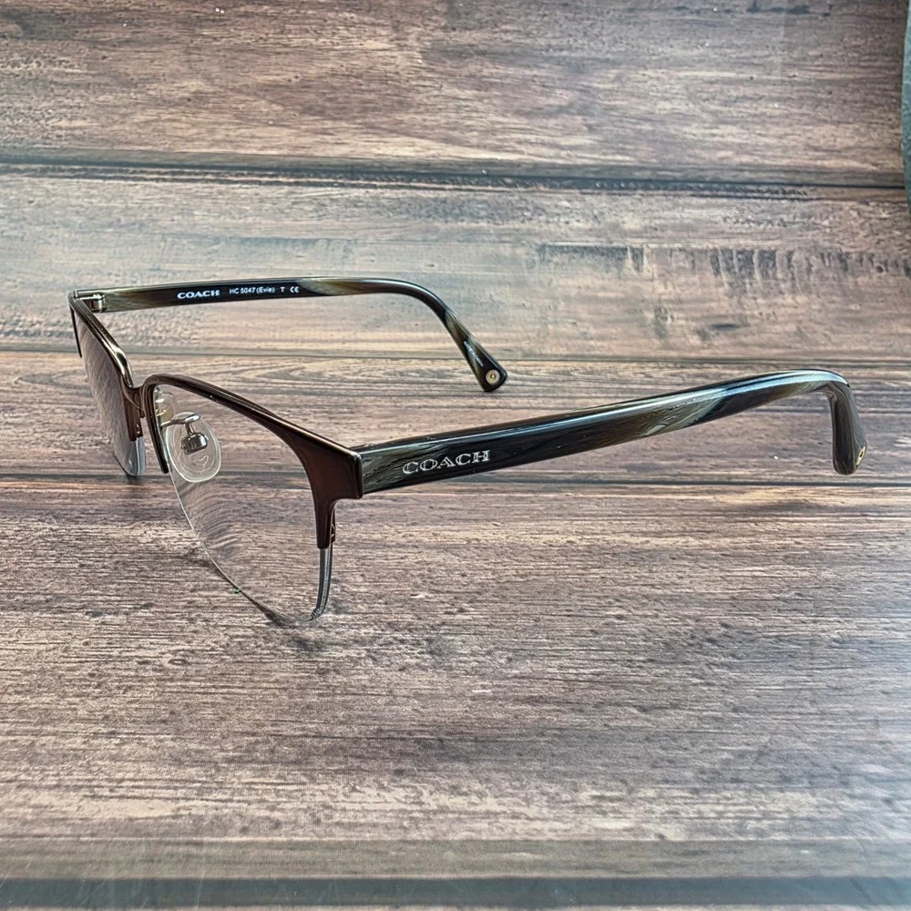 Coach HC 5047 Evie Eyeglasses Satin Brown Dark Brown Horn 52-17-135